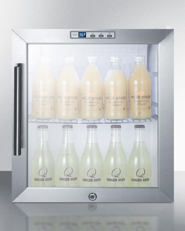 SUMMIT SCR215LCSS Commercially Approved Glass Door Refrigerator With Digital THERMOST...