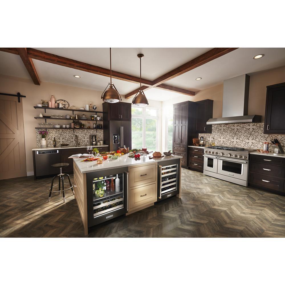 KITCHENAID KUWR314KBS 24"" Undercounter Wine Cellar With Glass Door and Metal-front Racks ...