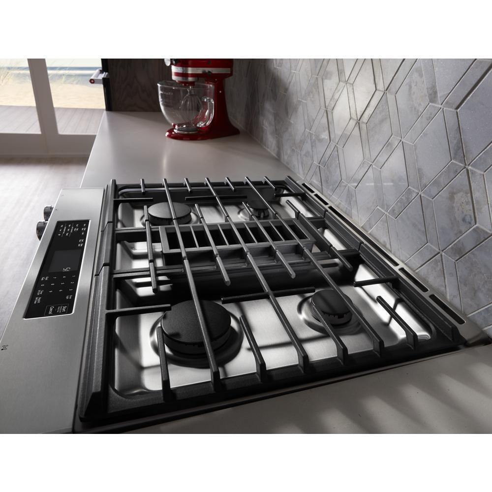 KITCHENAID KSDG950ESS Stainless Steel Kitchenaid 30-inch 4-burner Dual Fuel Downdraft ...