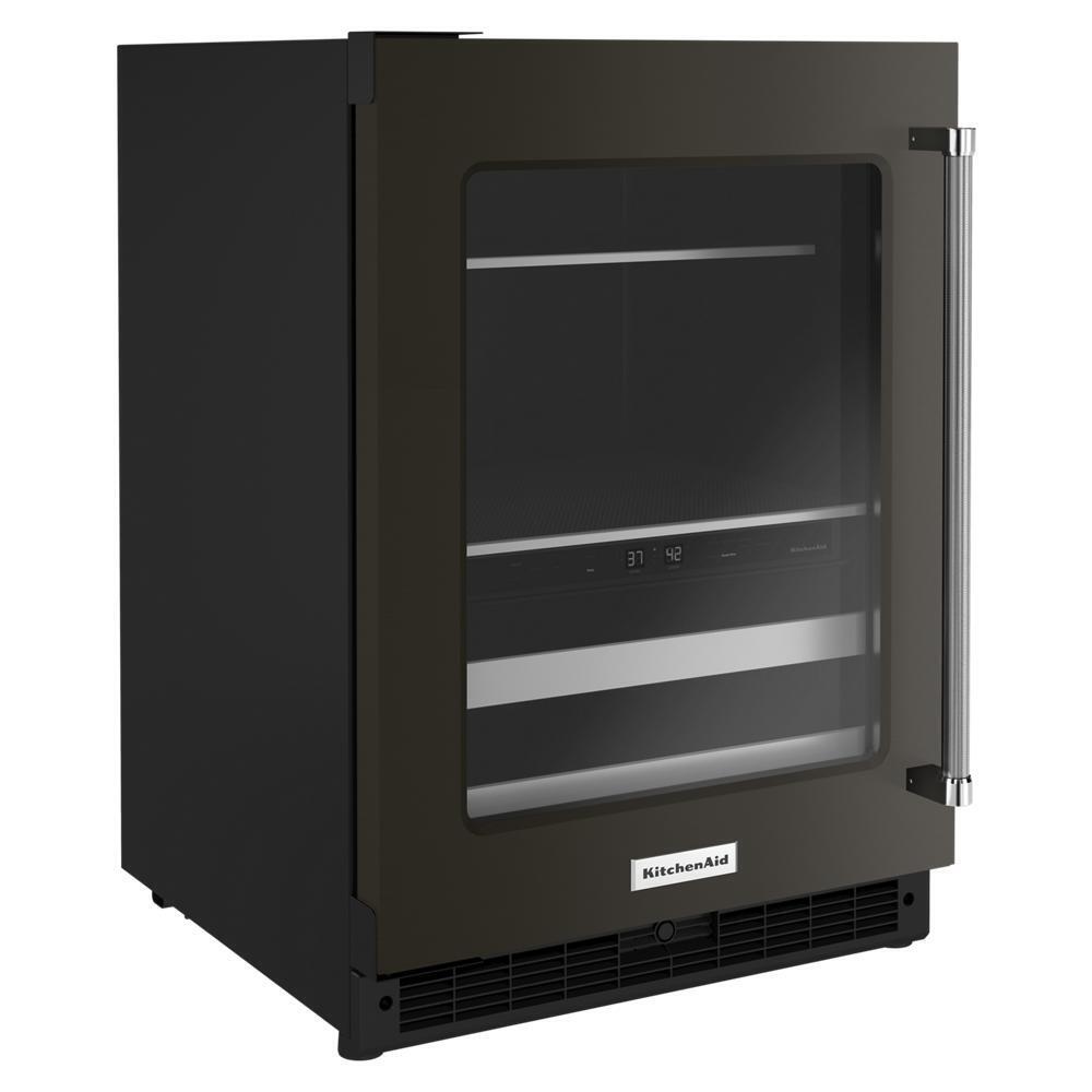 KITCHENAID KUBL314KBS 24"" Beverage Center With Glass Door and Metal-front Racks - Black S...