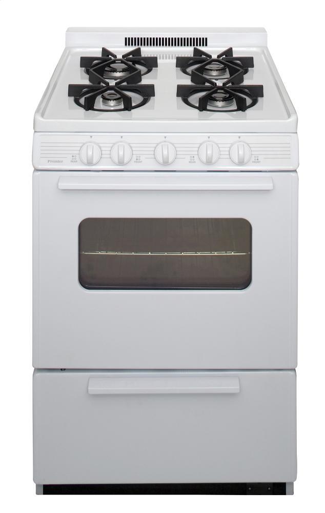 PREMIER BJK5X0OP 24 In. Freestanding Battery-generated Spark Ignition Gas Range In W...