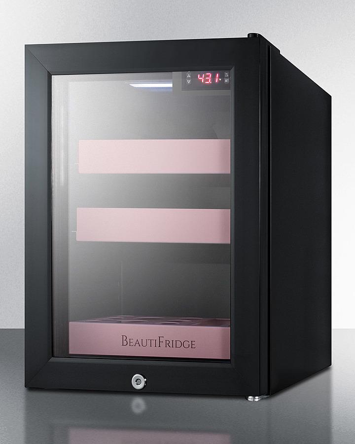 SUMMIT LX114LP Beautifridge Compact Cosmetics Refrigerator With Glass Door, Black ...