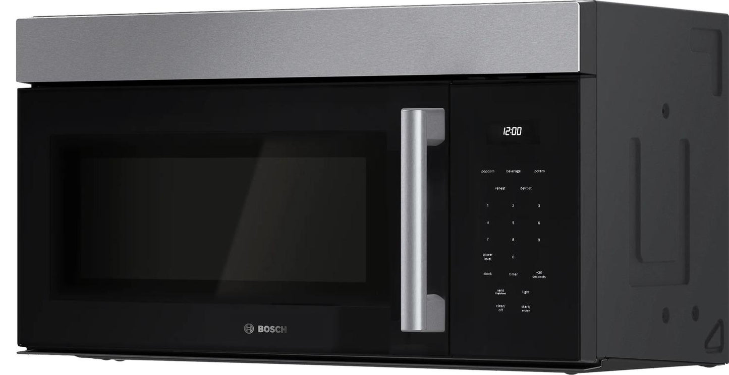 BOSCH HMV1055U 100 Series Over-the-range Microwave 30"" Left Sideopening Door, STAI...