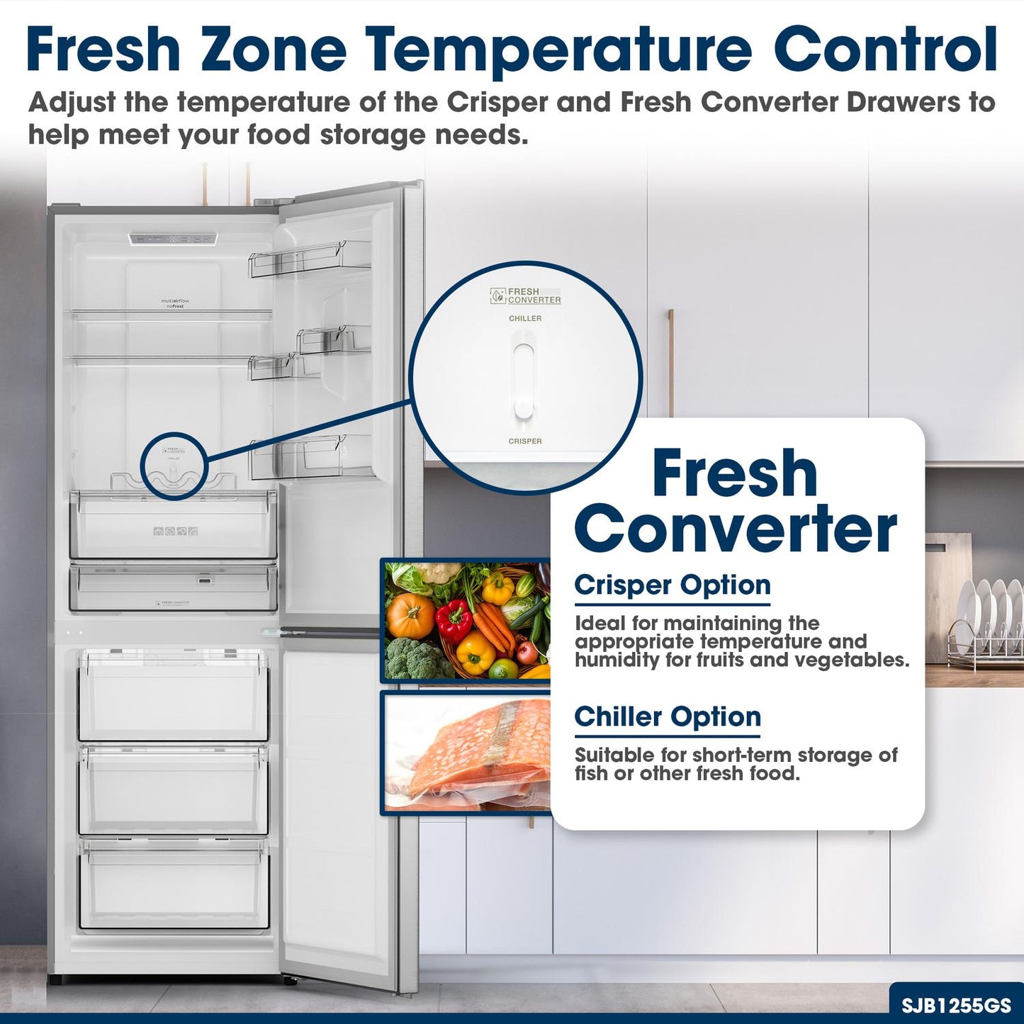 SHARP SJB1255GS Sharp 24 In. Bottom-freezer Counter-depth Refrigerator