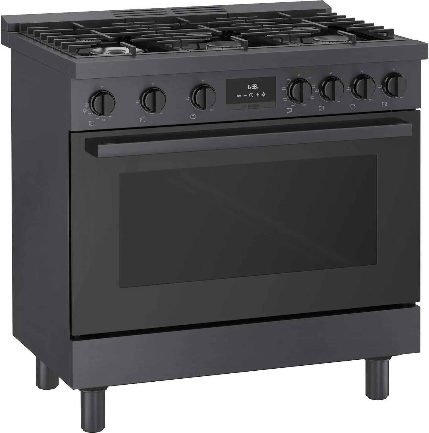 BOSCH HDS8645U 800 Series Dual Fuel Freestanding Range 36'' Black Stainless Steel ...
