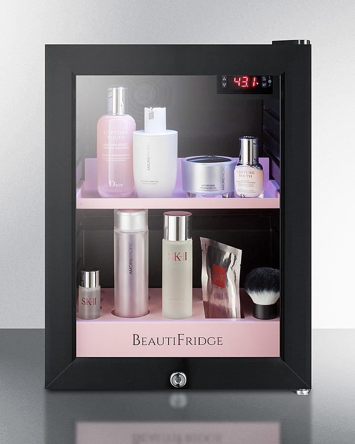 SUMMIT LX114LP Beautifridge Compact Cosmetics Refrigerator With Glass Door, Black ...