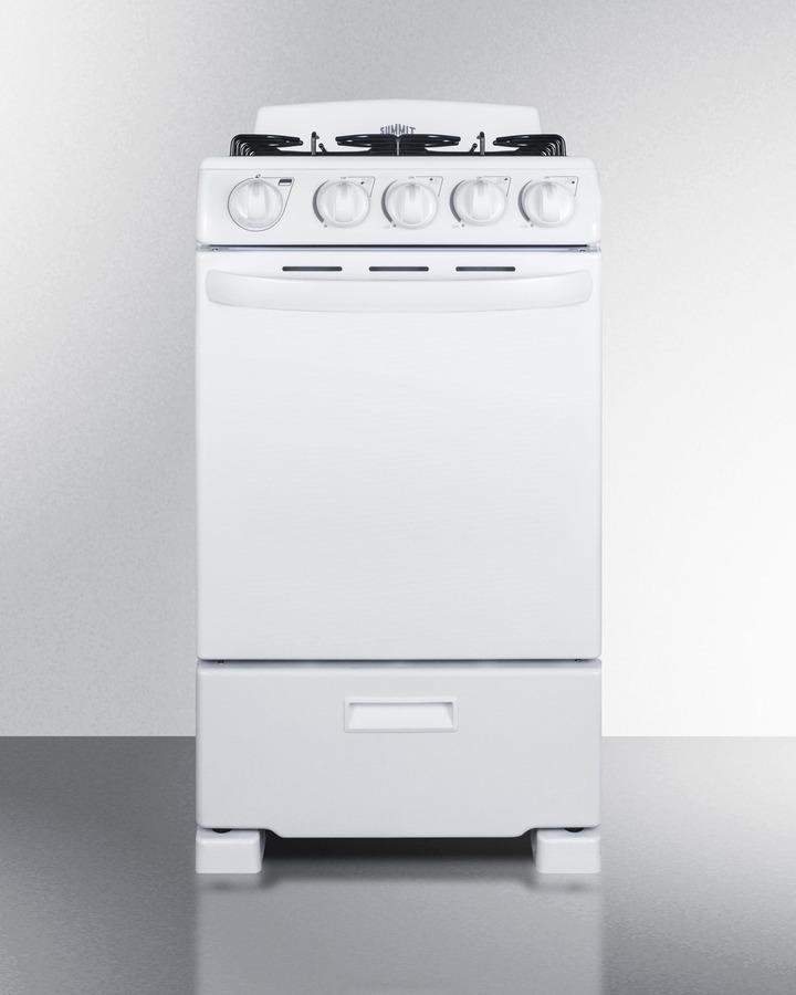 SUMMIT RG200WS 20"" Wide Gas Range In White With Sealed Burners; Replaces Rg200w