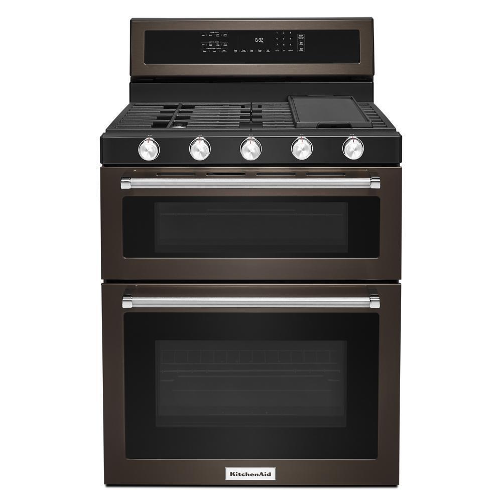 KITCHENAID KFGD500EBS Kitchenaid 30-inch 5 Burner Gas Double Oven Convection Range - B...