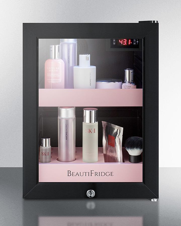 SUMMIT LX114LP Beautifridge Compact Cosmetics Refrigerator With Glass Door, Black ...