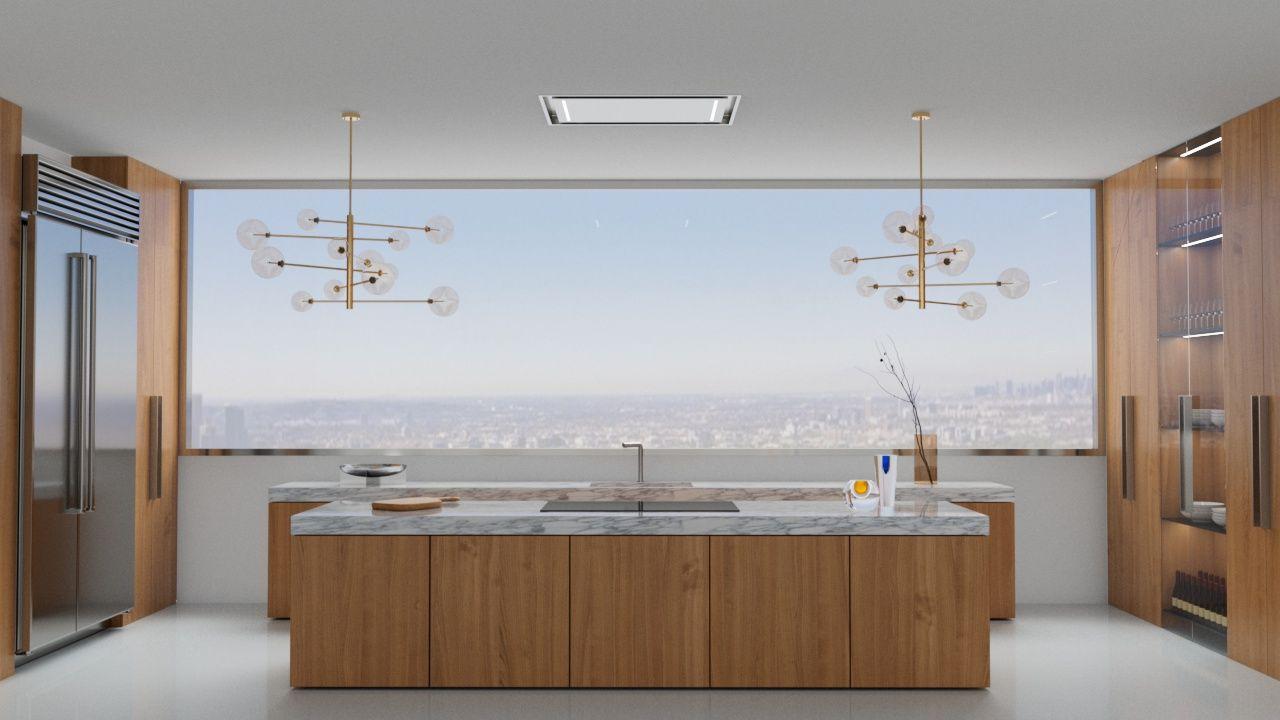 XO APPLIANCE XOCEILING36S 36 In. Ceiling Mount Island Range Hood With Peripheral Aspiration A...