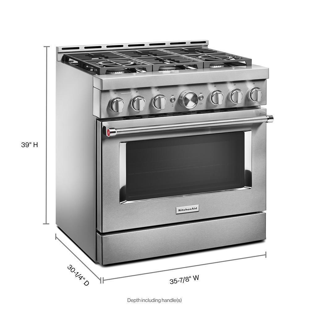 KITCHENAID KFGC506JSS Kitchenaid 36'' Smart Commercial-style Gas Range With 6 Burners ...
