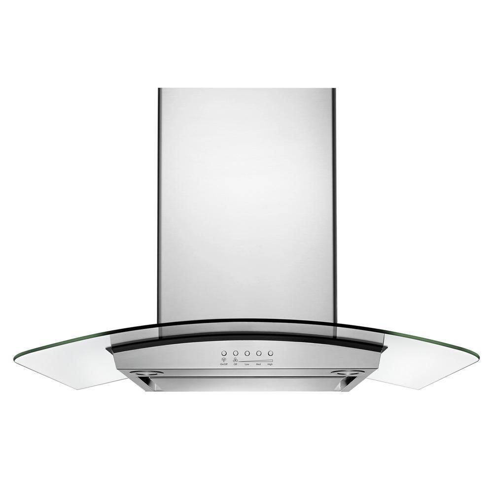 WHIRLPOOL WVI75UC6DS Stainless Steel Whirlpool 36 Inch Glass Island Kitchen Hood WITH...