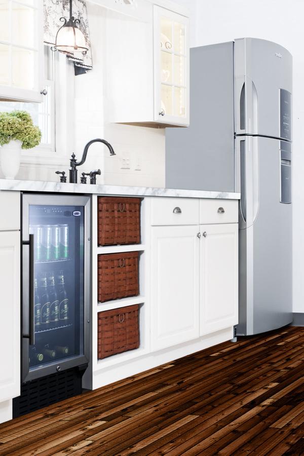 SUMMIT SCR1841B 18"" Wide Glass Door Refrigerator for Built-in or Freestanding Use, ...