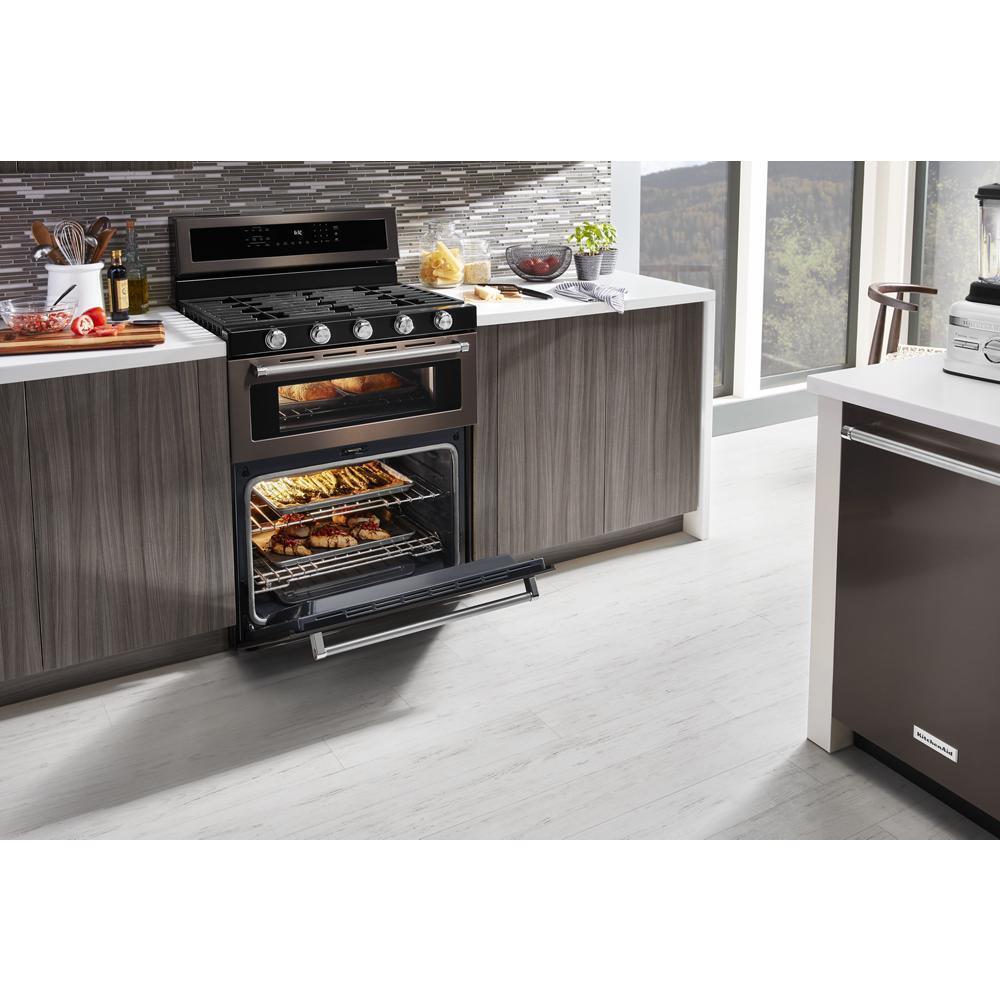 KITCHENAID KFGD500EBS Kitchenaid 30-inch 5 Burner Gas Double Oven Convection Range - B...