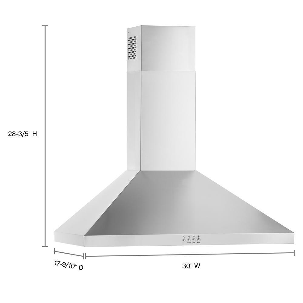 WHIRLPOOL WVW53UC0LS Whirlpool 30"" Chimney Wall Mount Range Hood