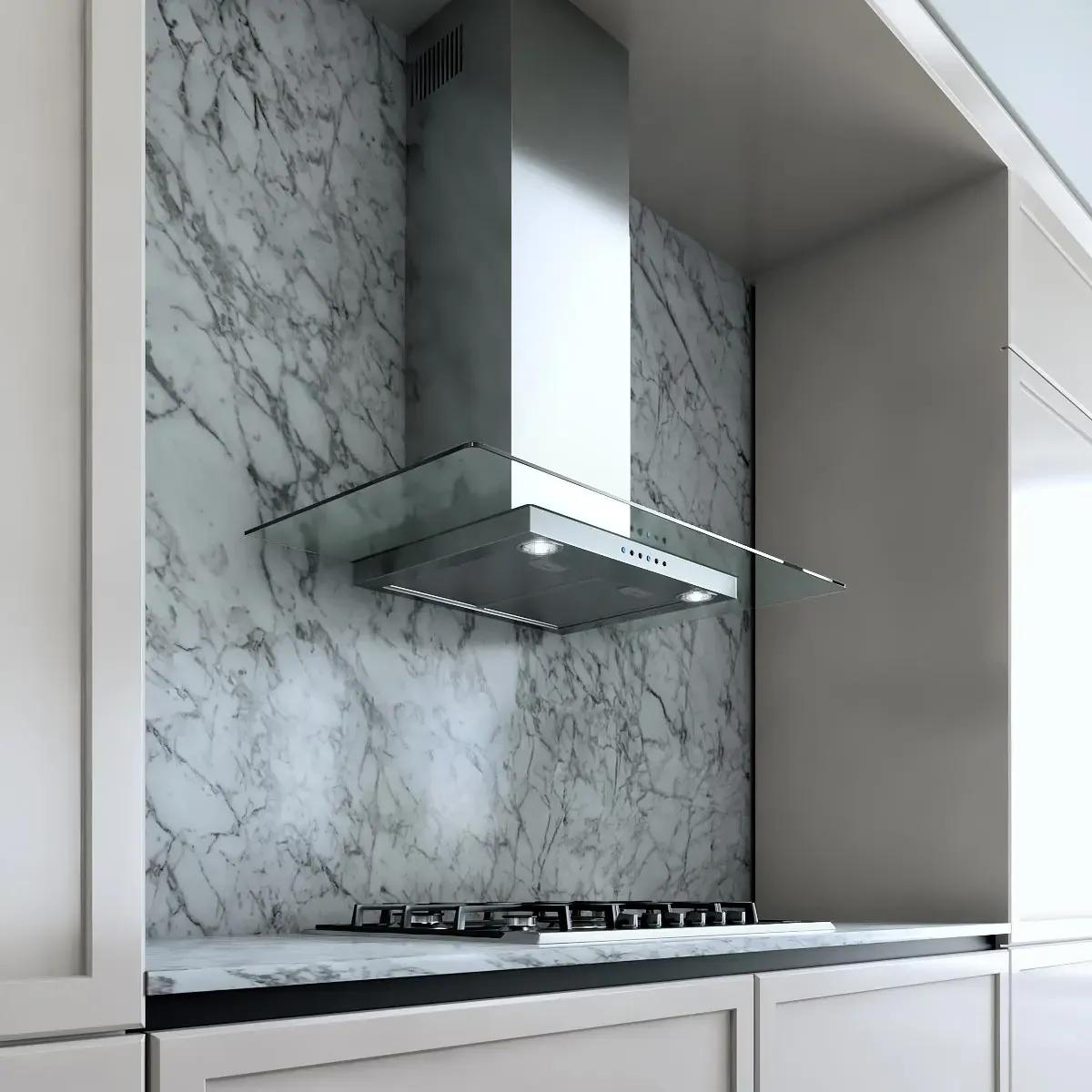 XO APPLIANCE XOQ30GC XO Appliance 30"" 600/395 Cfm Wall Chimney Hood Stainless/glass