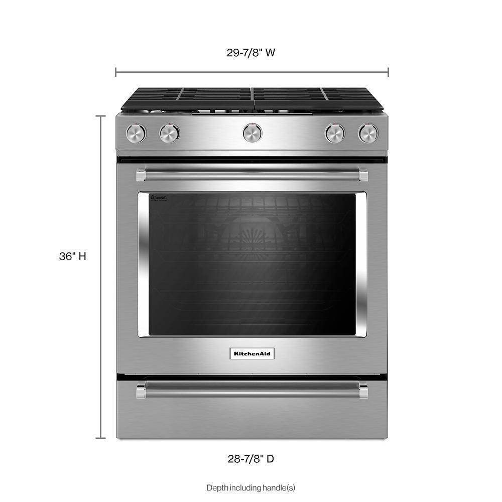 KITCHENAID KSGG700ESS Stainless Steel Kitchenaid 30-inch 5-burner Gas Slide-in CONVECT...