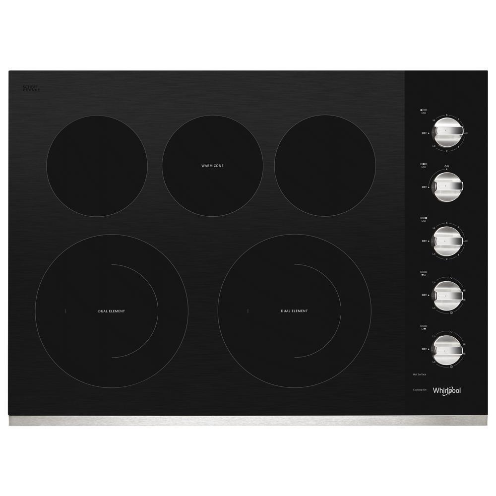 WHIRLPOOL WCE77US0HS 30-inch Electric Ceramic Glass Cooktop With Two Dual Radiant Elements
