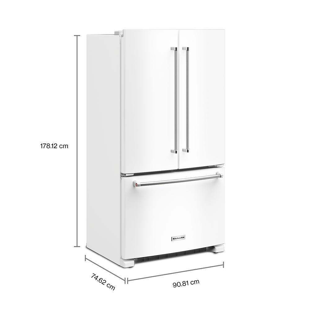 KITCHENAID KRFC136RWH 20 Cu. Ft. 36-inch Width Counter-depth French Door Refrigerator WIT...