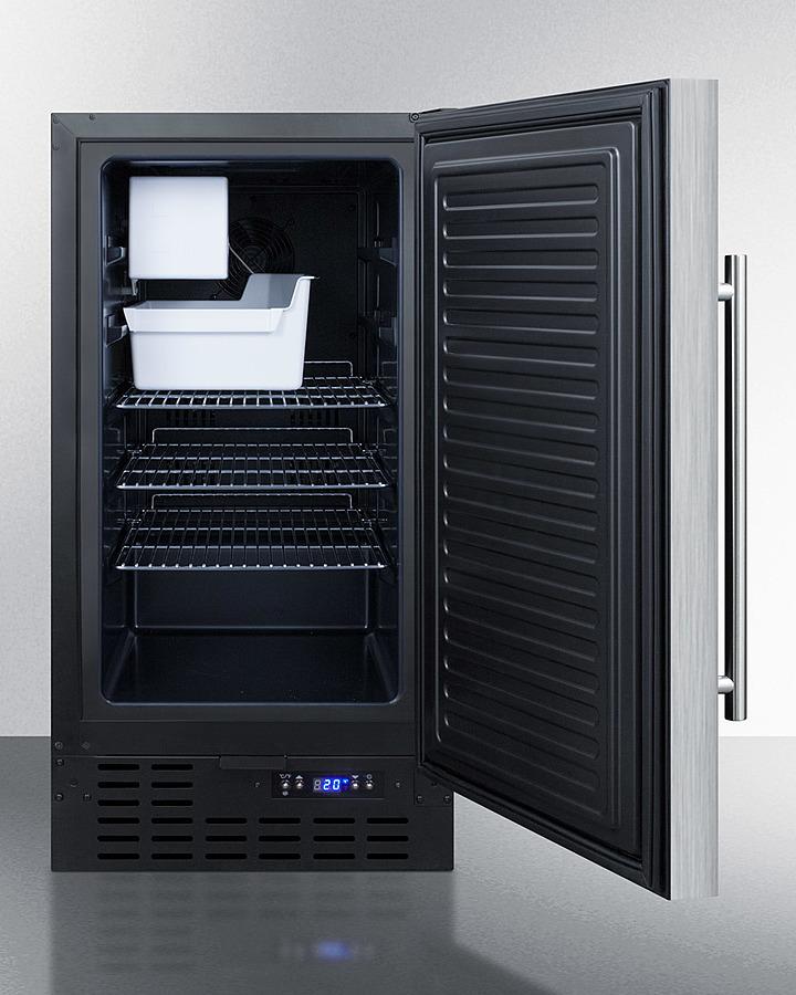 SUMMIT BIM18SS 18"" Wide Frost-free Icemaker In for Built-in or Freestanding Use, W...