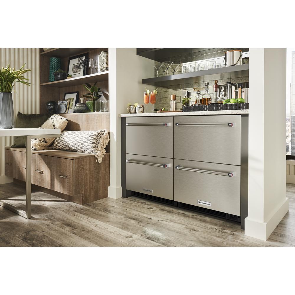 KITCHENAID KUDF204KSB 24"" Stainless Steel Undercounter Double-drawer Refrigerator/freezer