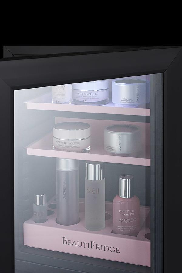 SUMMIT LX114LP Beautifridge Compact Cosmetics Refrigerator With Glass Door, Black ...