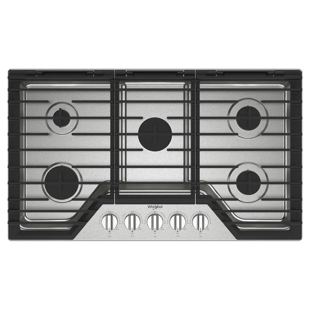 WHIRLPOOL WCGK5036PS 36-inch Gas Cooktop With Ez-2-lift Hinged Cast-iron Grates