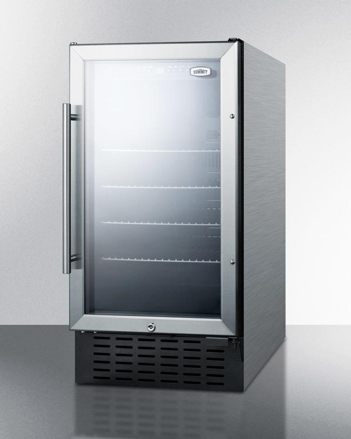 SUMMIT SCR1841BCSS 18"" Wide Built-in Undercounter Glass Door All-refrigerator With A S...