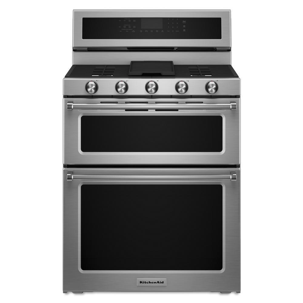 KITCHENAID KFGD500ESS Stainless Steel Kitchenaid 30-inch 5 Burner Gas Double Oven CONV...