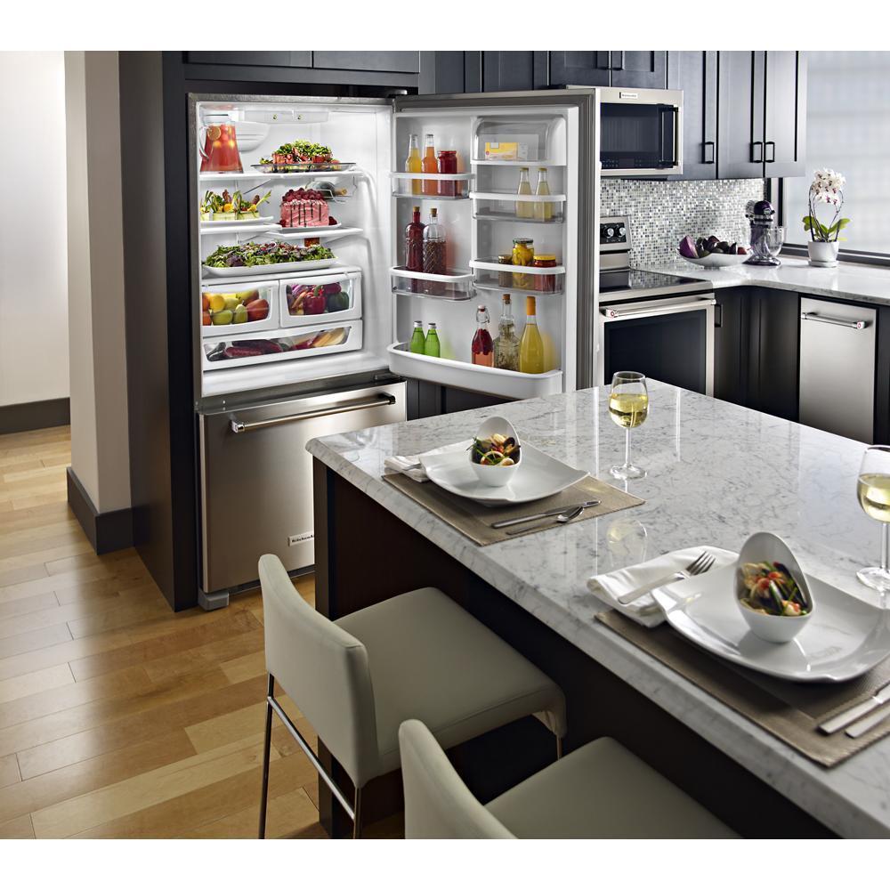 KITCHENAID KRBR102ESS Stainless Steel Kitchenaid 22 Cu. Ft. Full Depth Bottom Freezer ...
