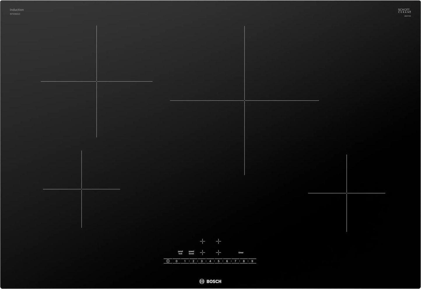 BOSCH NIT5060UC 500 Series Induction Cooktop 30'' Black, Surface Mount Without FRAM...