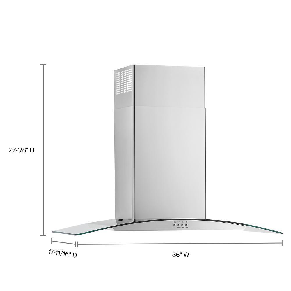 WHIRLPOOL WVW51UC6LS Whirlpool 36"" Curved Glass Wall Mount Range Hood