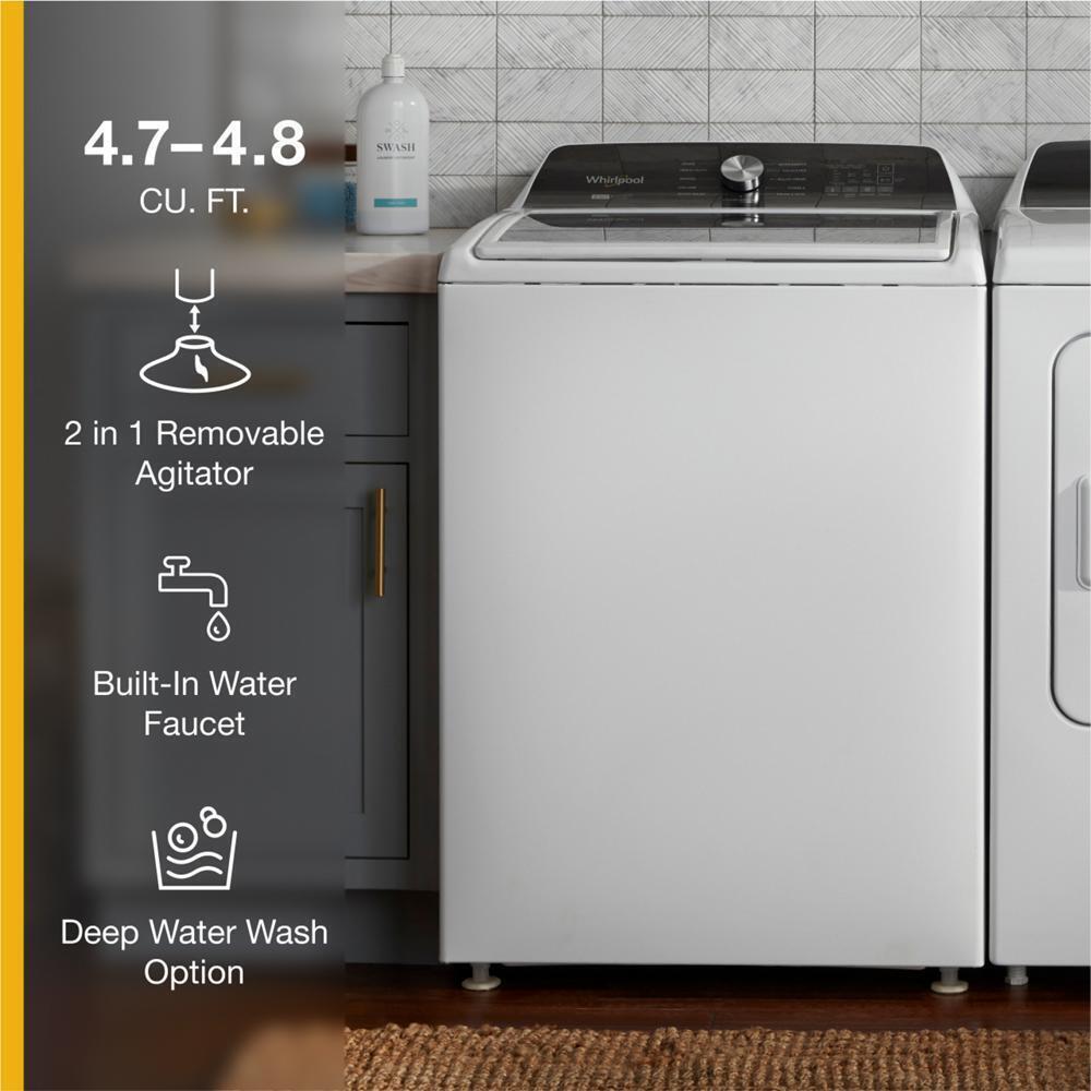 WHIRLPOOL WTW5057LW 4.7-4.8 Cu. Ft. Capacity Top Load Washer With Removable Agitator