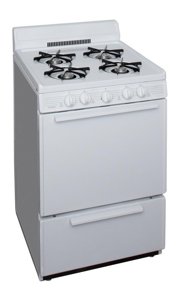 PREMIER BCK100OP 24 In. Freestanding Battery-generated Spark Ignition Gas Range In W...