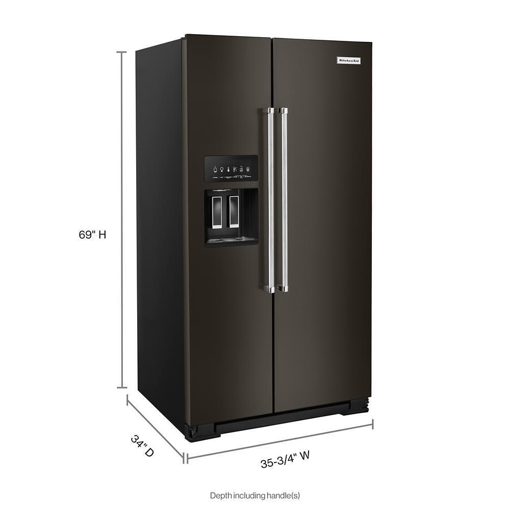 KITCHENAID KRSF705HBS 24.8 Cu Ft. Side-by-side Refrigerator With Exterior Ice and Water A...
