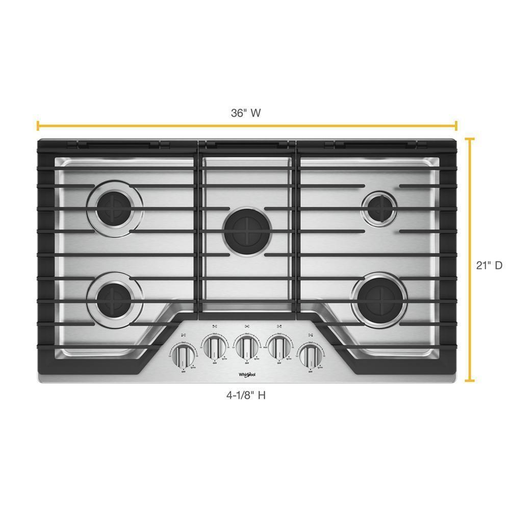 WHIRLPOOL WCG55US6HS Whirlpool 36-inch Gas Cooktop With Ez-2-lift Hinged CAST-IRO...