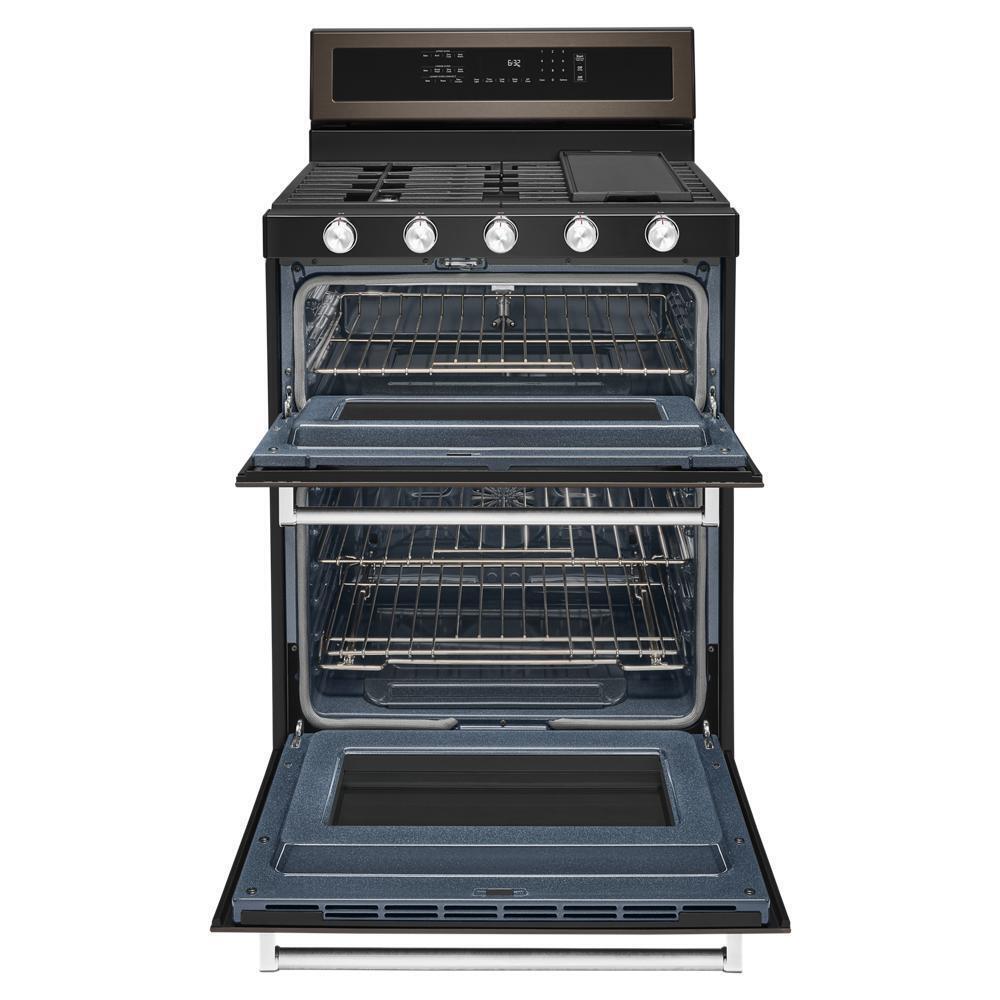 KITCHENAID KFGD500EBS Kitchenaid 30-inch 5 Burner Gas Double Oven Convection Range - B...