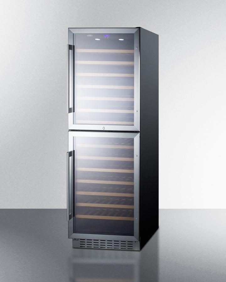 SUMMIT SWC1875B Dual Zone 118 Bottle Wine Cellar With Two Glass Doors and Digital T...