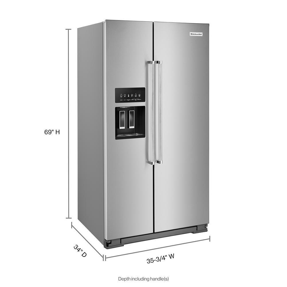 KITCHENAID KRSF705HPS 24.8 Cu Ft. Side-by-side Refrigerator With Exterior Ice and Water A...