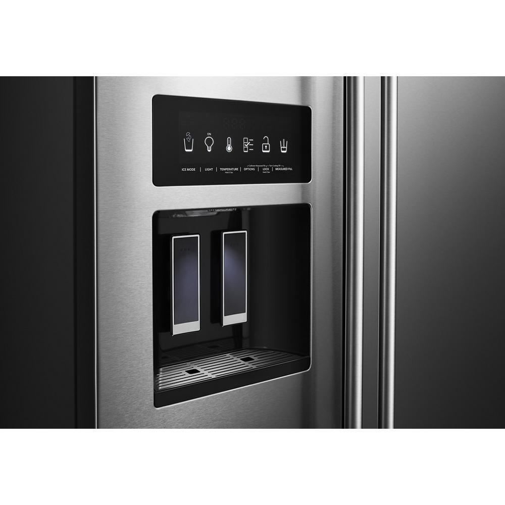 KITCHENAID KRSF705HPS 24.8 Cu Ft. Side-by-side Refrigerator With Exterior Ice and Water A...