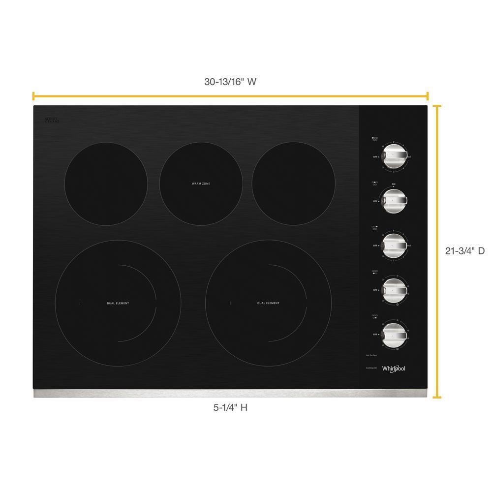 WHIRLPOOL WCE77US0HS 30-inch Electric Ceramic Glass Cooktop With Two Dual Radiant Elements