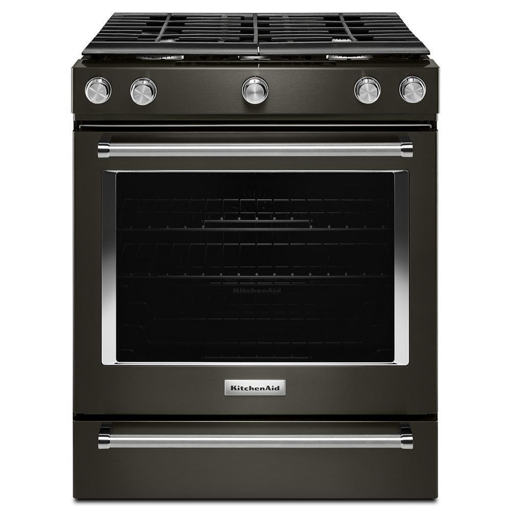 KITCHENAID KSGG700EBS Kitchenaid 30-inch 5-burner Gas Slide-in Convection Range - BLAC...