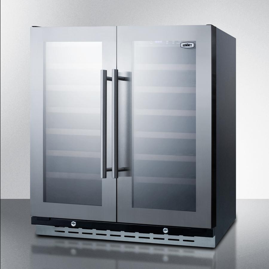 SUMMIT SWC3066B 30"" Wide Built-in Undercounter Dual Zone Wine Cellar With Seamless ...