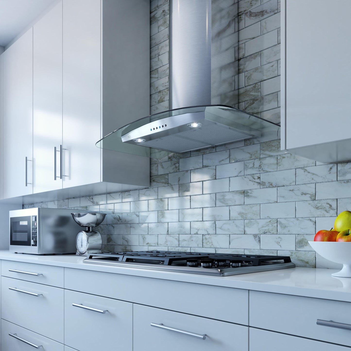 XO APPLIANCE XOM36GC XO Appliance 36"" 600/395 Cfm Wall Chimney Hood Stainless/glass