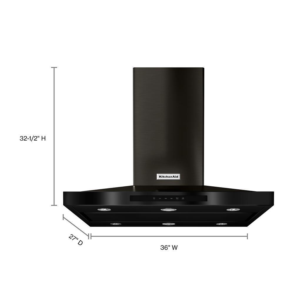 KITCHENAID KVIB606DBS Black-on-stainless Kitchenaid 36"" Island-mount, 3-speed Canopy Hood