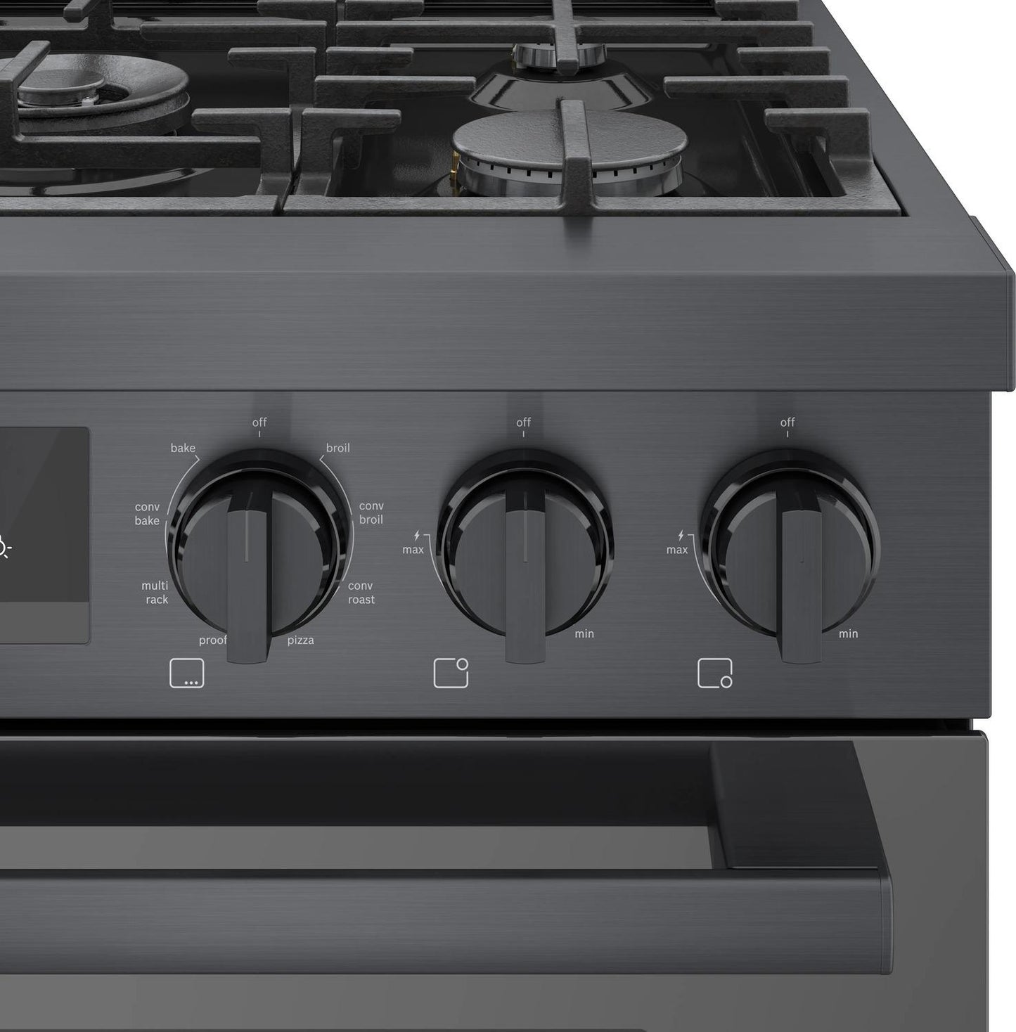 BOSCH HDS8045U 800 Series Dual Fuel Freestanding Range 30'' Black Stainless Steel ...