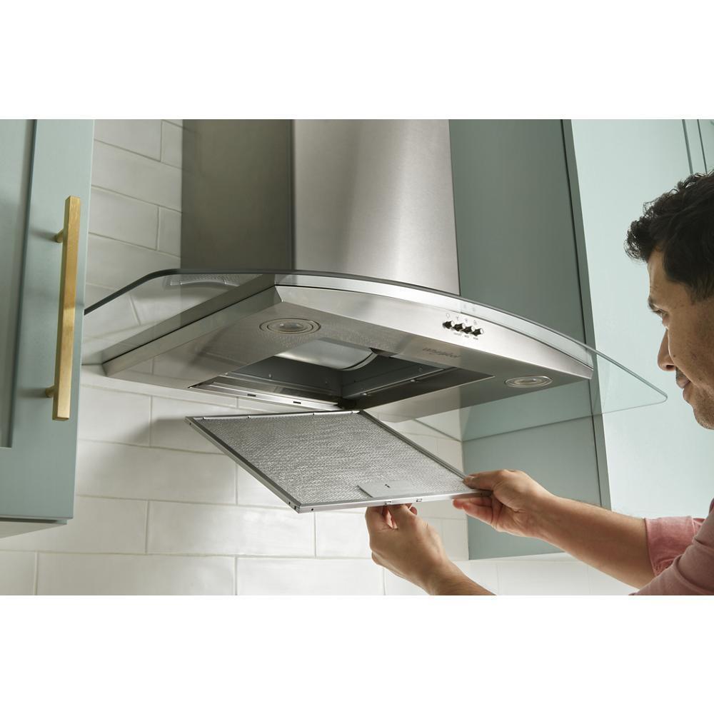 WHIRLPOOL WVW51UC6LS Whirlpool 36"" Curved Glass Wall Mount Range Hood