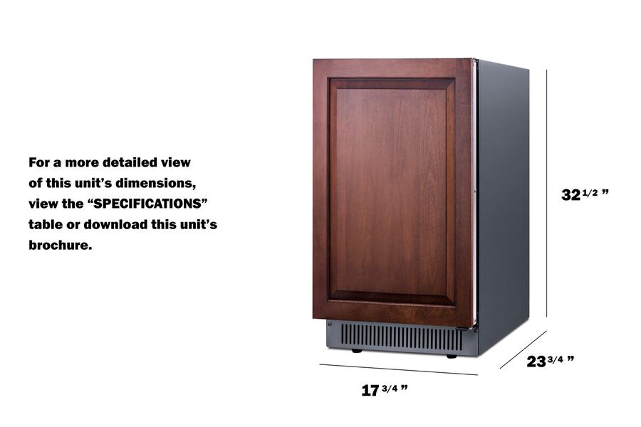 SUMMIT BIM182ADAIF Summit 18"" Wide Clear Icemaker, Ada Compliant (panel Not Included)