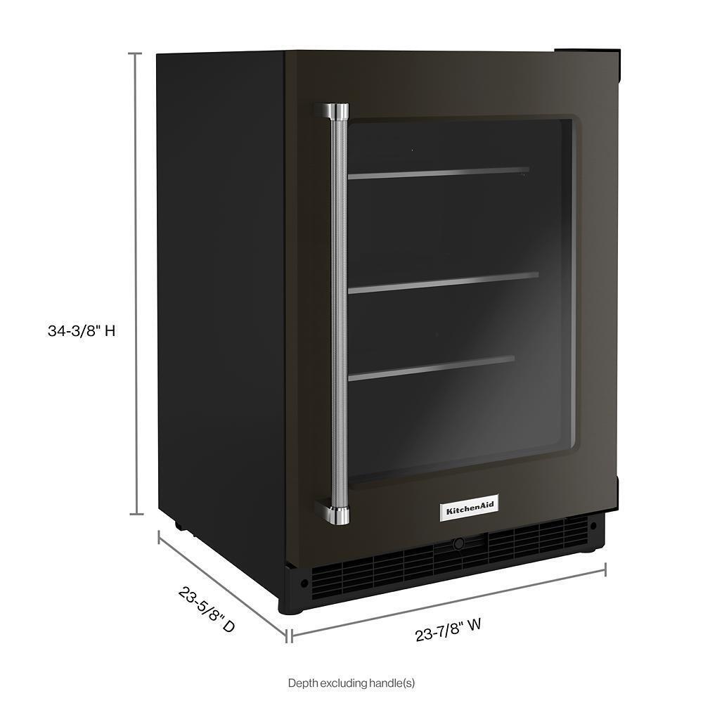 KITCHENAID KURR314KBS 24"" Undercounter Refrigerator With Glass Door and Shelves With META...