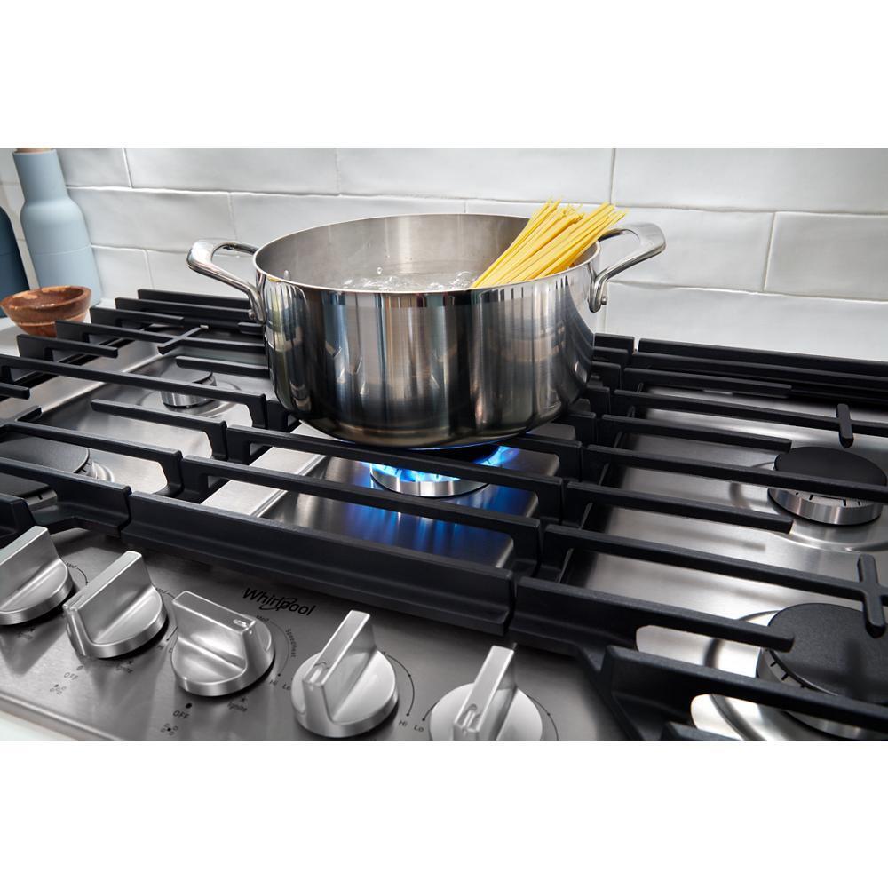 WHIRLPOOL WCGK7536PS Whirlpool 36-inch Gas Cooktop With 2-in-1 Hinged Grate To Griddle